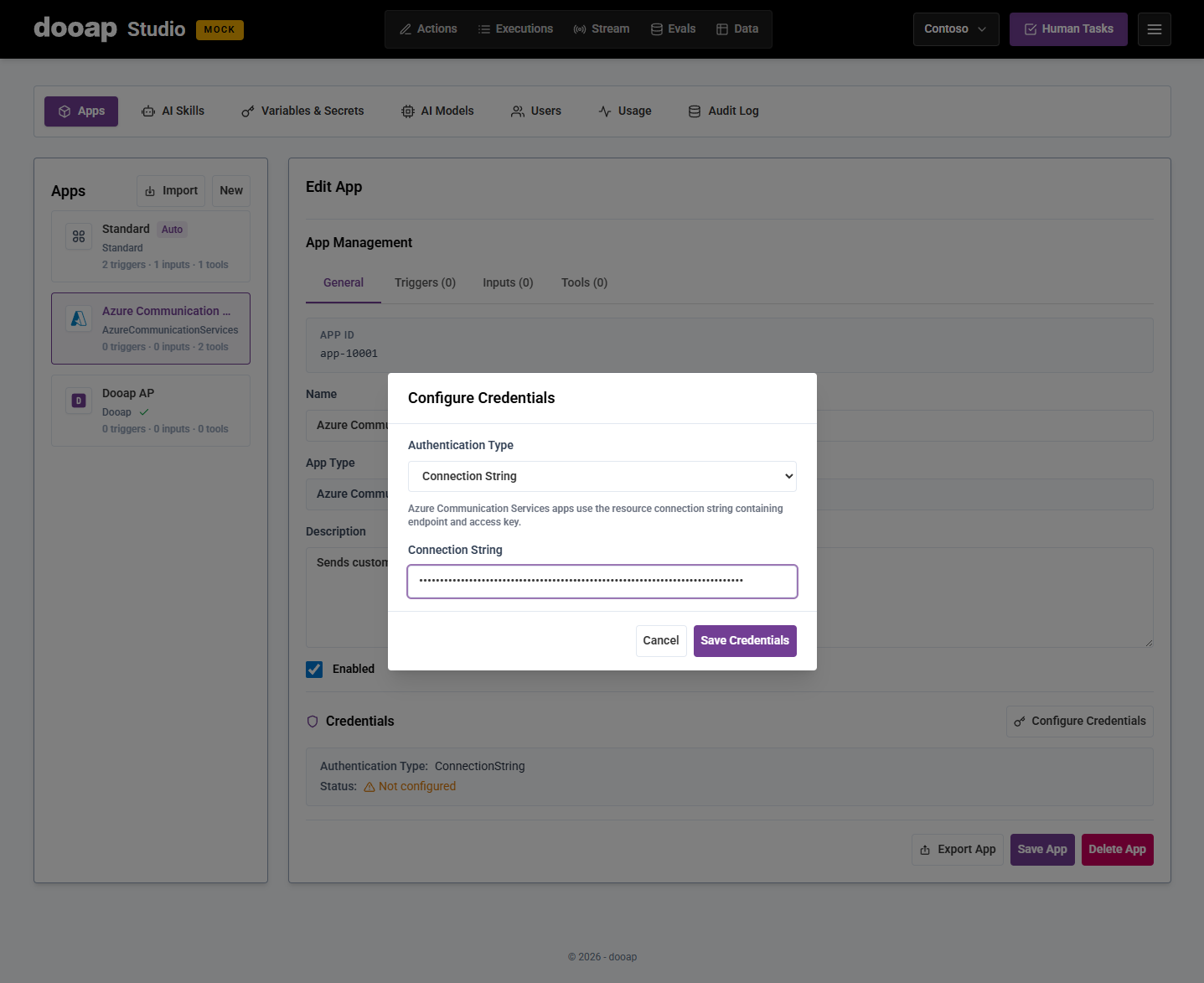 Configure the Azure Communication Services connection string